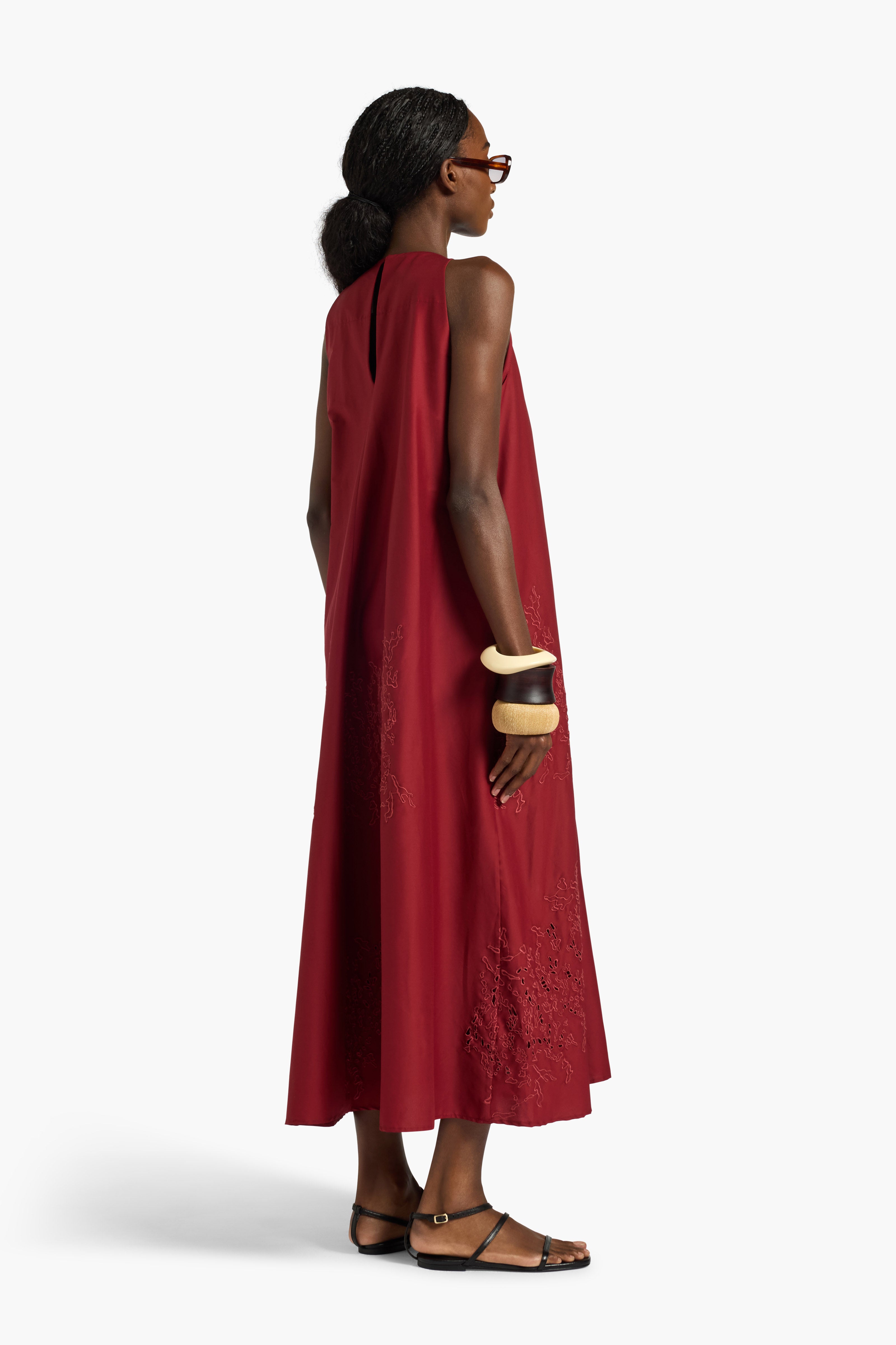Liviana Conti Selma robe longue Corallo Terracotta popeline