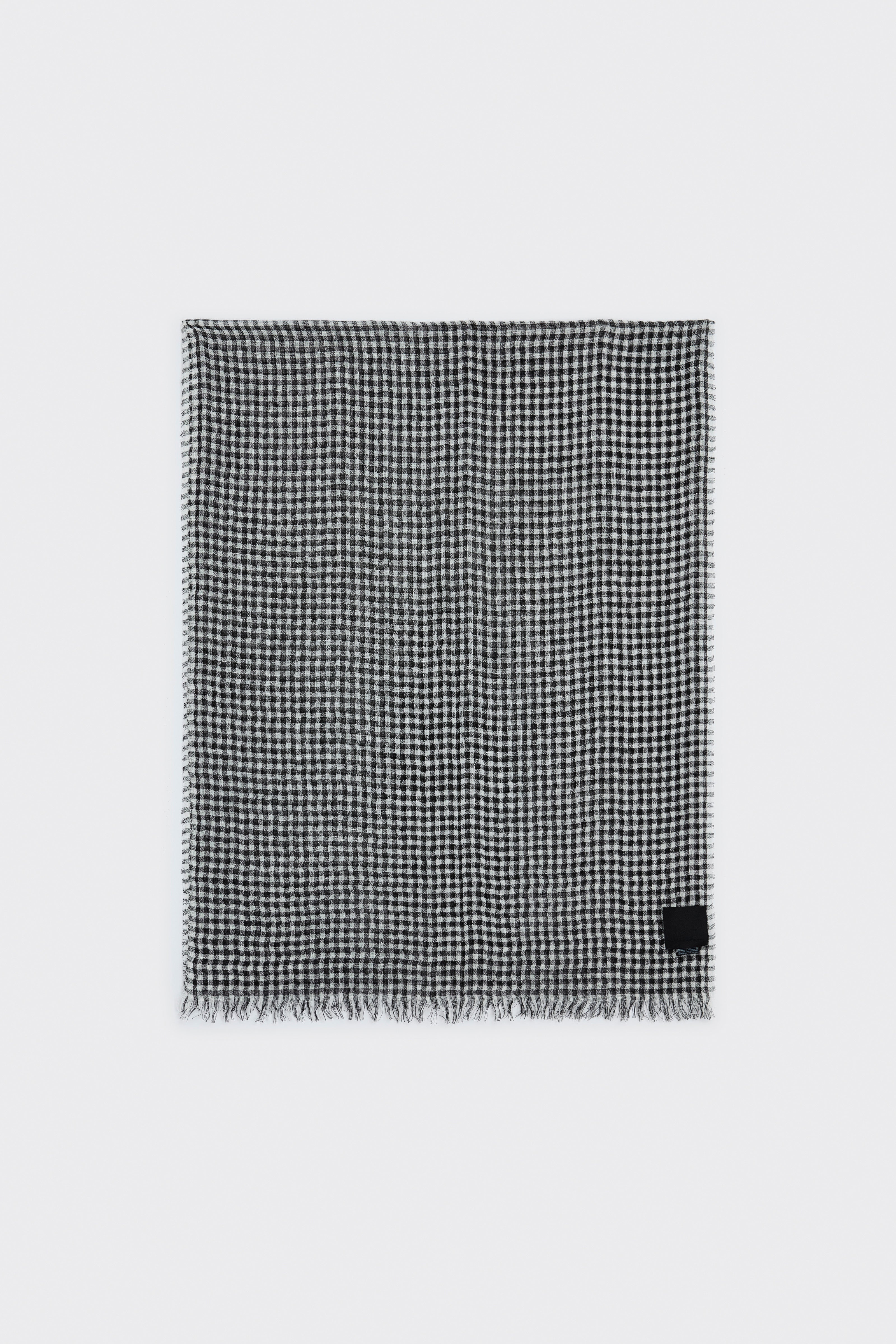 Liviana Conti Greta foulard lin blanc noir 70x200 carreaux