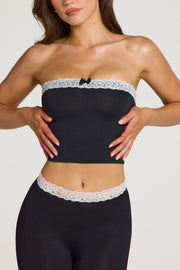 Oh Polly Tali top bandeau modal noir dentelle