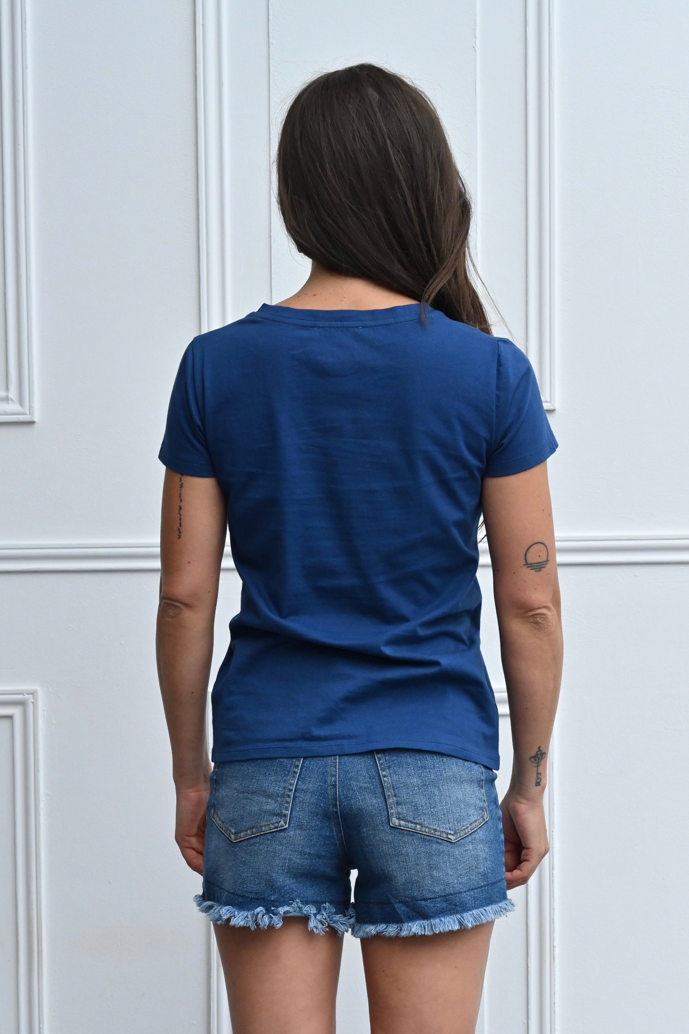 Chicosoleil Roxane tee-shirt bleu foncé moulant coton