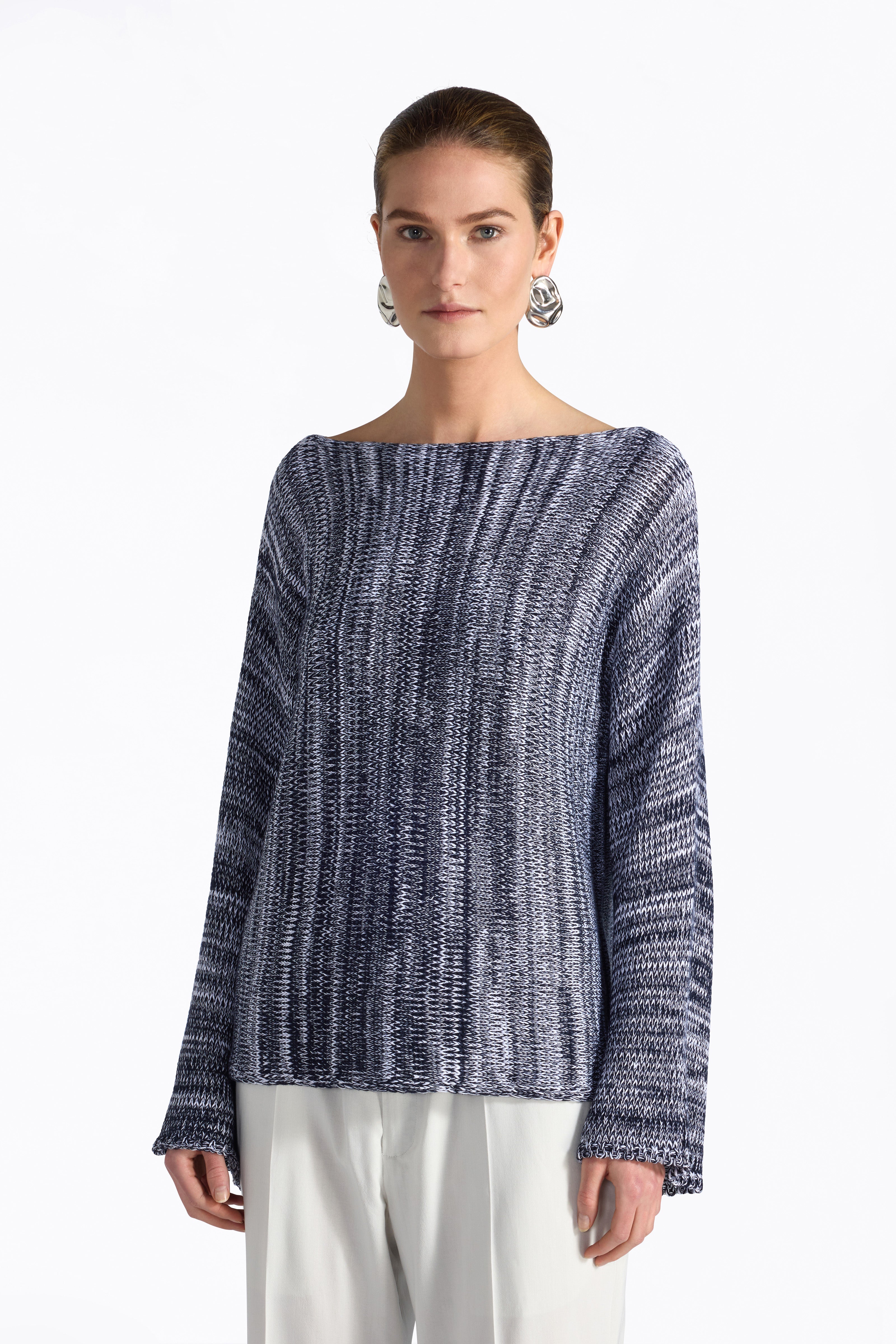 Liviana Conti Raissa pull coton col bateau marine
