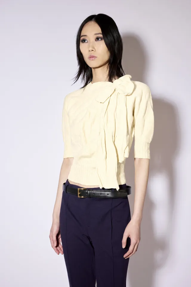 Liviana Conti Lucy pull crop laine jaune TARASSACO
