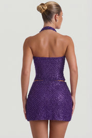 Oh Polly Querida 12712 micro jupe violette cœur perles