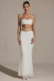 Oh Polly Embellished Sardinia 7218 jupe maxi blanche perles