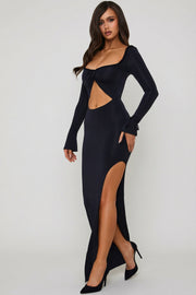 Oh Polly Matilda Cut-Out Maxi Robe Noir