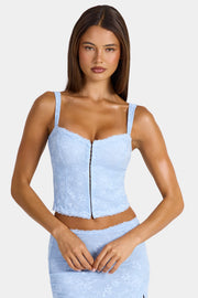 Oh Polly Tops Caraco Dentelle Bleu Arctique Stretch
