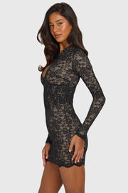 Oh Polly Dresses Zorra robe mini dentelle noire