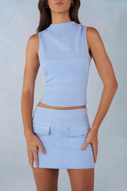 Oh Polly Aurelle 16023 top suédine col montant soft blue
