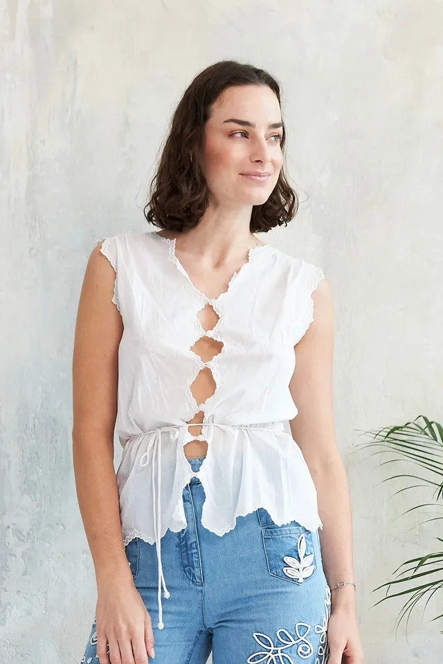 Chicosoleil Dev top blanc coton réversible