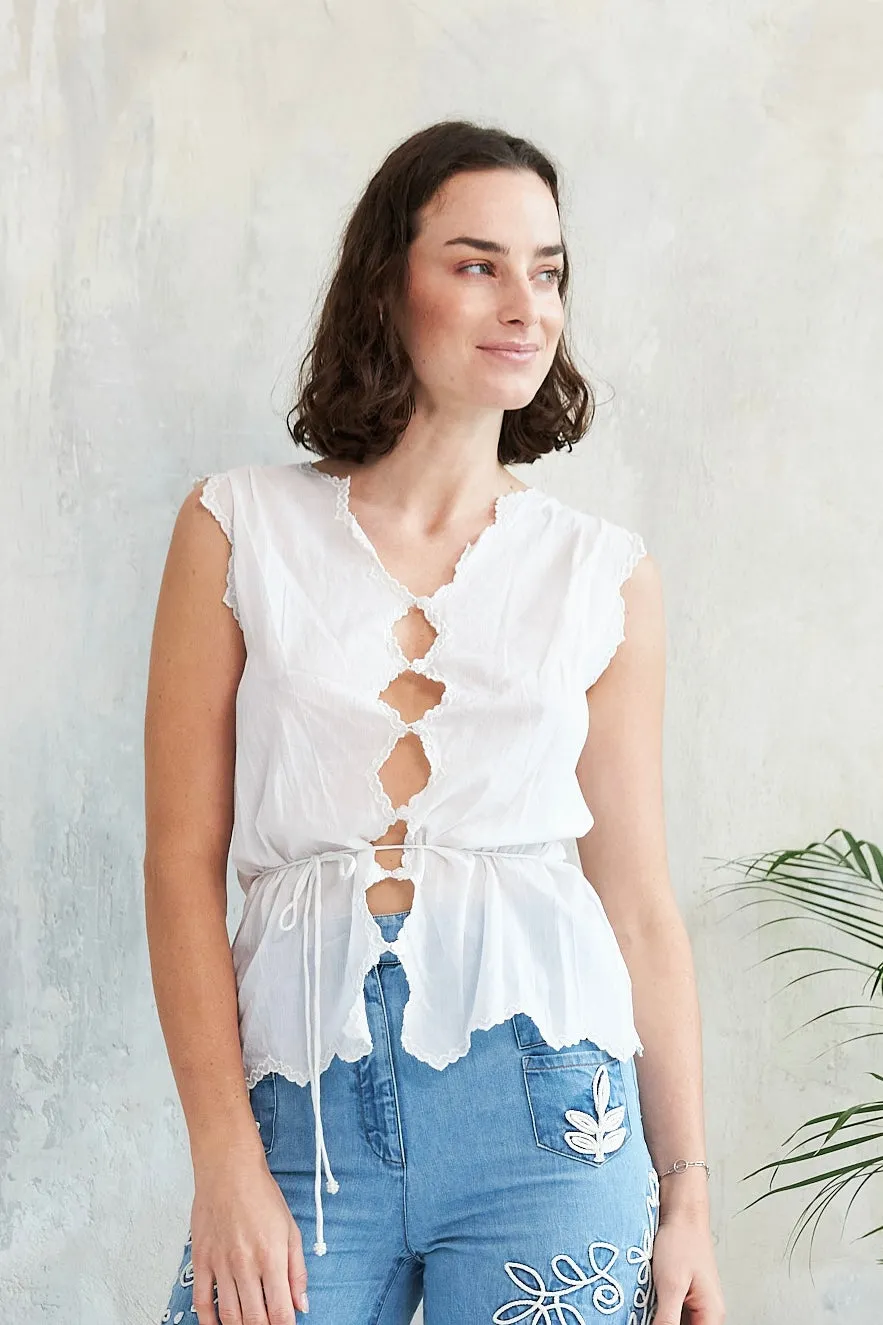 Chicosoleil Dev top blanc coton réversible
