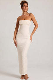 Oh Polly Palermo Robe Maxi Bustier Neige perlée