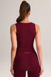Oh Polly Vivee top bordeaux col carré moulant modal