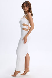 Oh Polly Dresses Robe Maxi Sena Blanche Modal Découpes