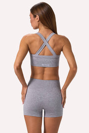Oh Polly Super Sculpt BT02538 short sport gris chiné