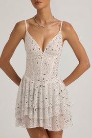 Oh Polly Embellished Orren robe mini blanche à strass
