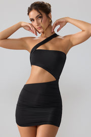 Oh Polly Shyla 8133 robe noire mini froncée cut out