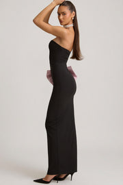 Oh Polly Angelique robe maxi noire bustier nœud