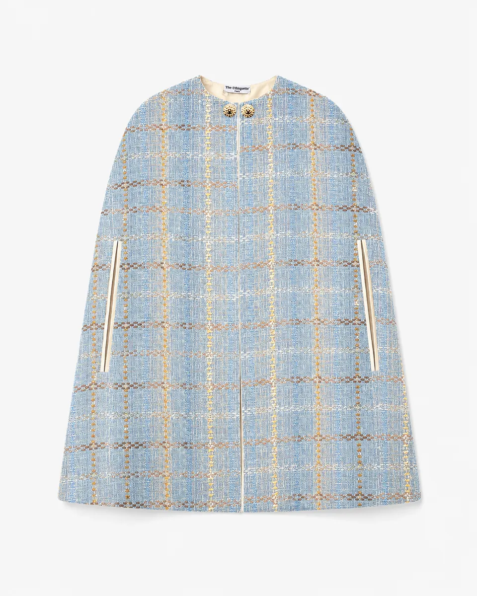 The Ethiquette Atlantis Cape Tweed Boutons Bijou 83 cm