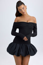 Oh Polly Serra mini robe noire épaules dénudées modal