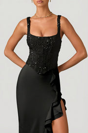 Oh Polly 13141 Robina robe corset noire sequins