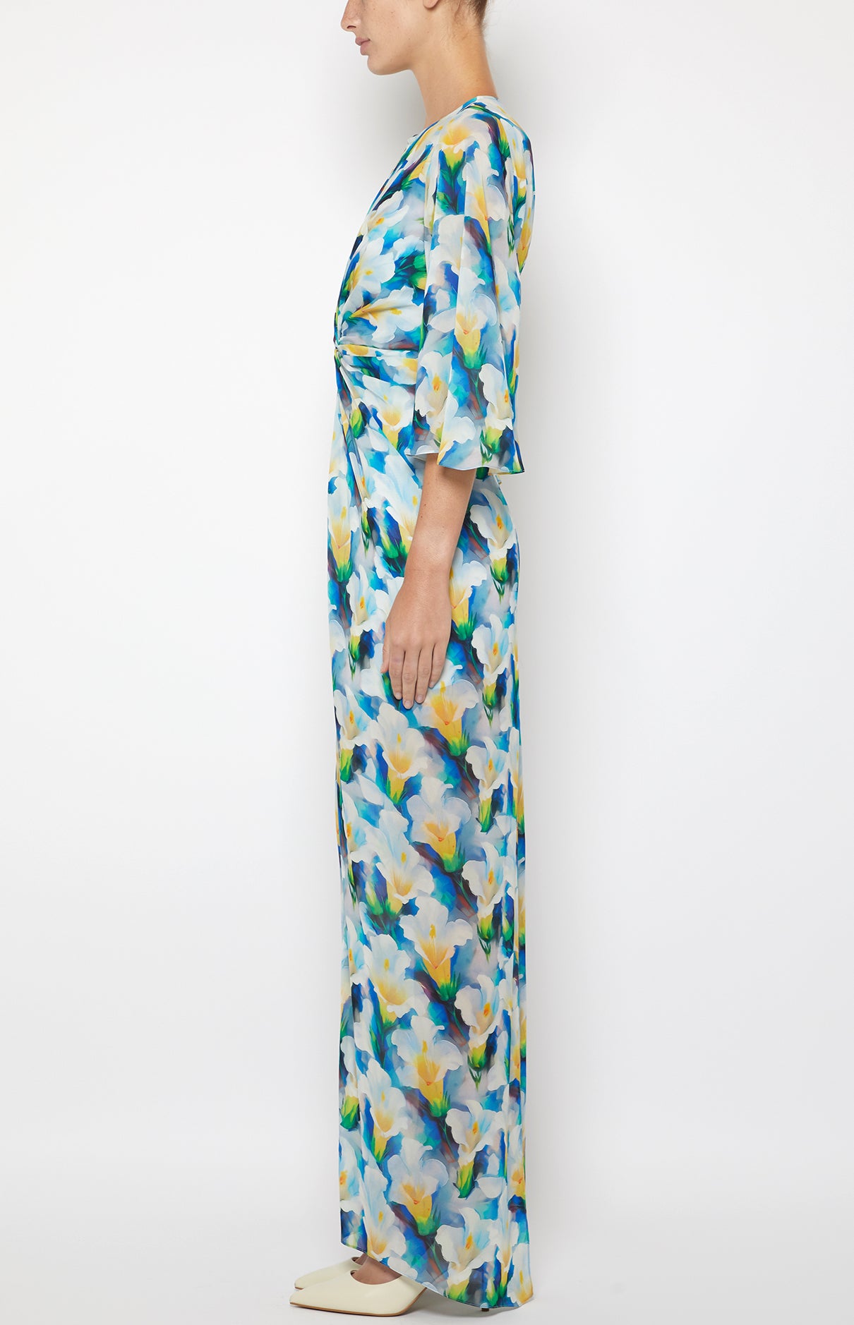 Prabal Gurung 3/4 Sleeve Maxi Dress robe blue multi