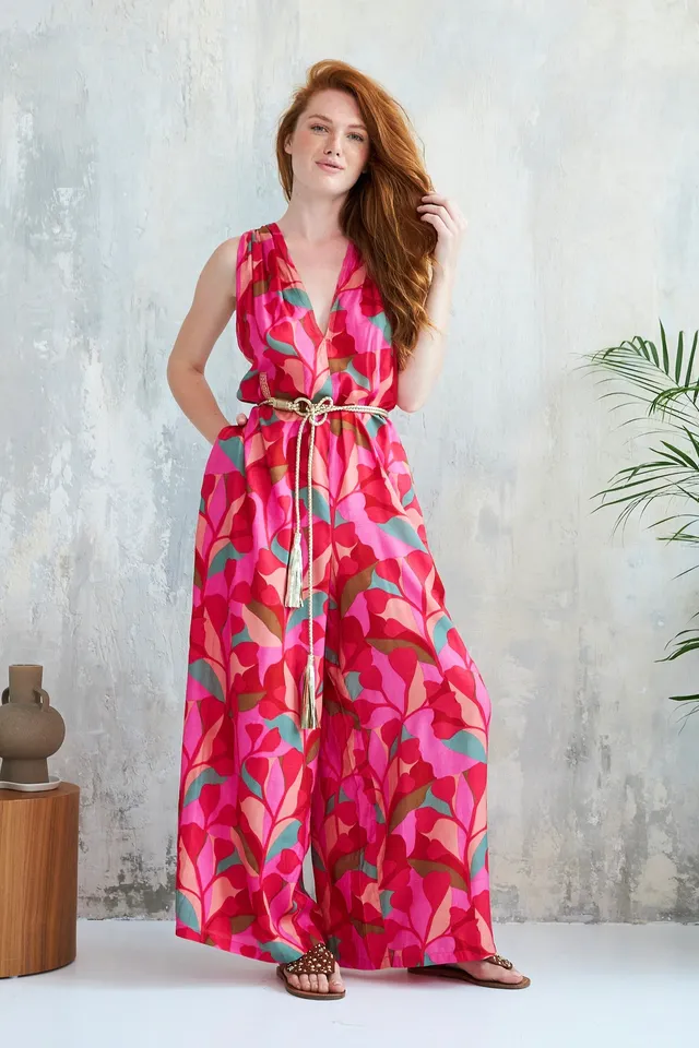 Chicosoleil Sharon combinaison rose satin viscose fluide