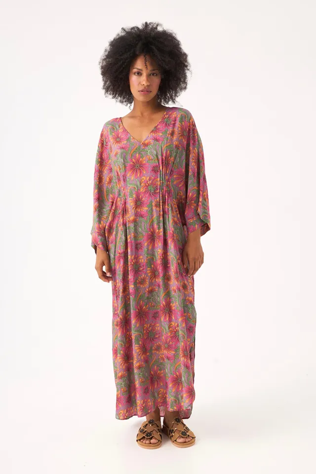 Chicosoleil Kaili robe kaftan satin fleur de satin