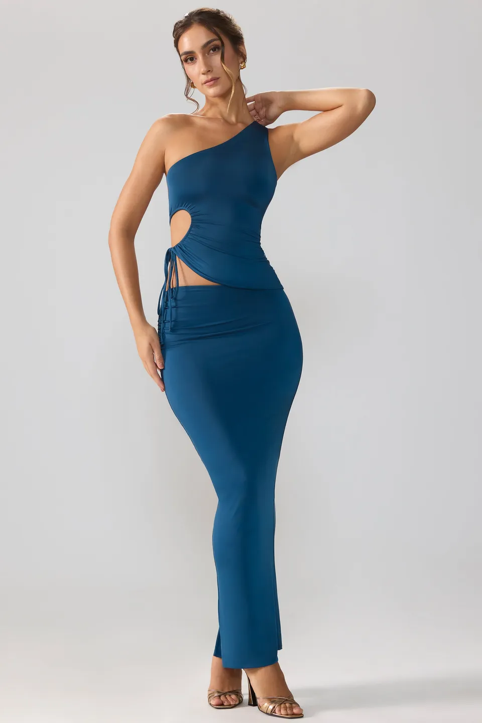 Oh Polly Skirts jupe longue Rowan bleu nuit jersey