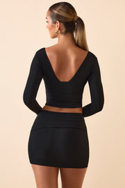 Oh Polly Harri 11710 top noir manche longue modal col V
