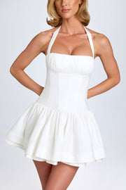 Oh Polly Maybelle robe mini blanche col halter ruchée