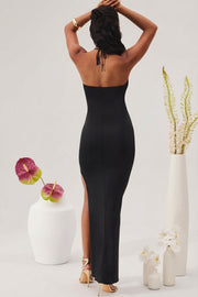 Oh Polly Oceane robe longue noire licou découpes