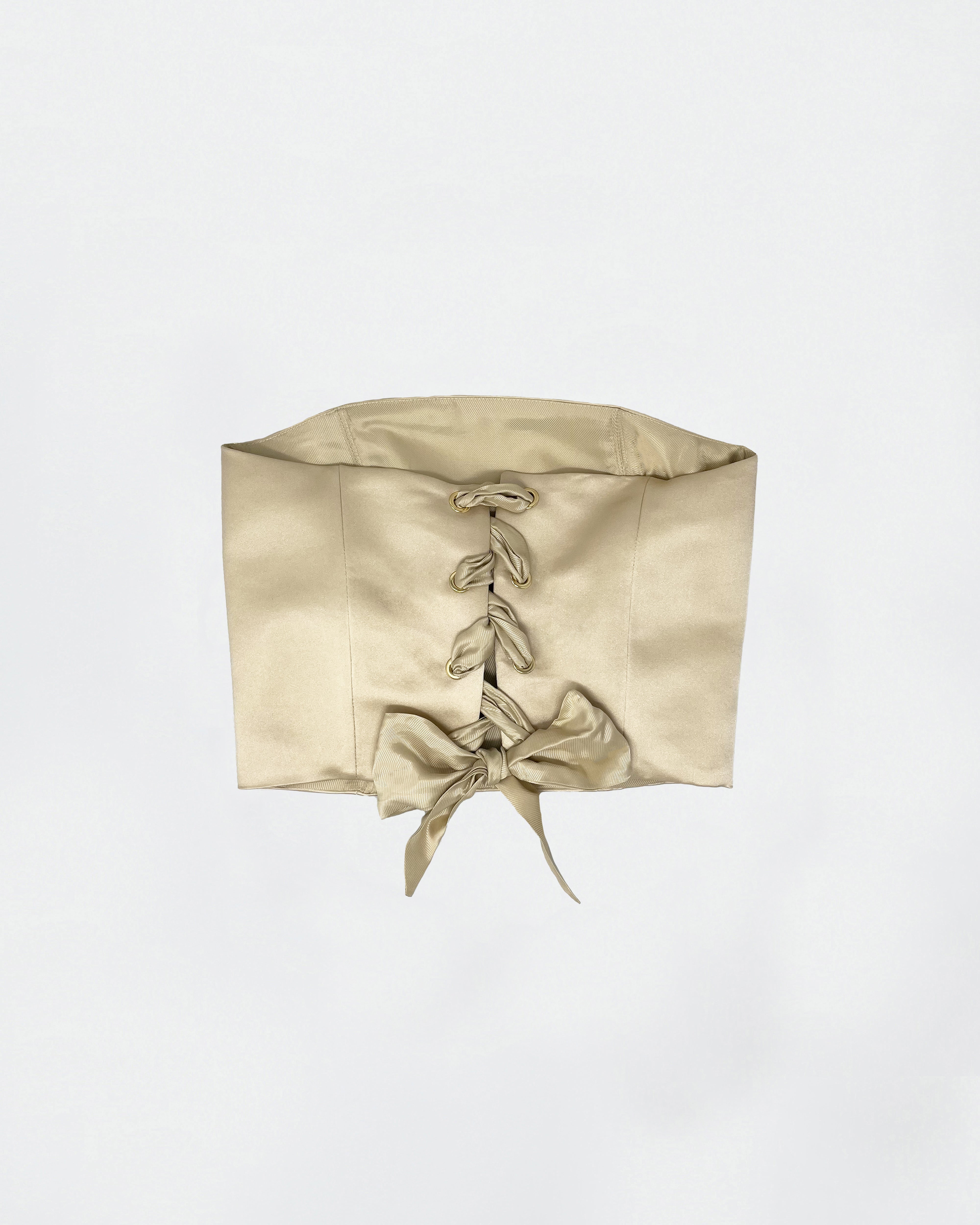 The Ethiquette Bustiers Victoire bustier beige ruban rose