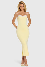Oh Polly Winslet Robe Bustier Beurre Dentelle Midaxi