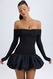 Oh Polly Serra mini robe noire épaules dénudées modal