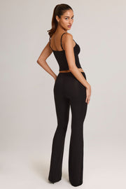 Oh Polly Patsy 14826A pantalon flare noir modal taille mi-haute