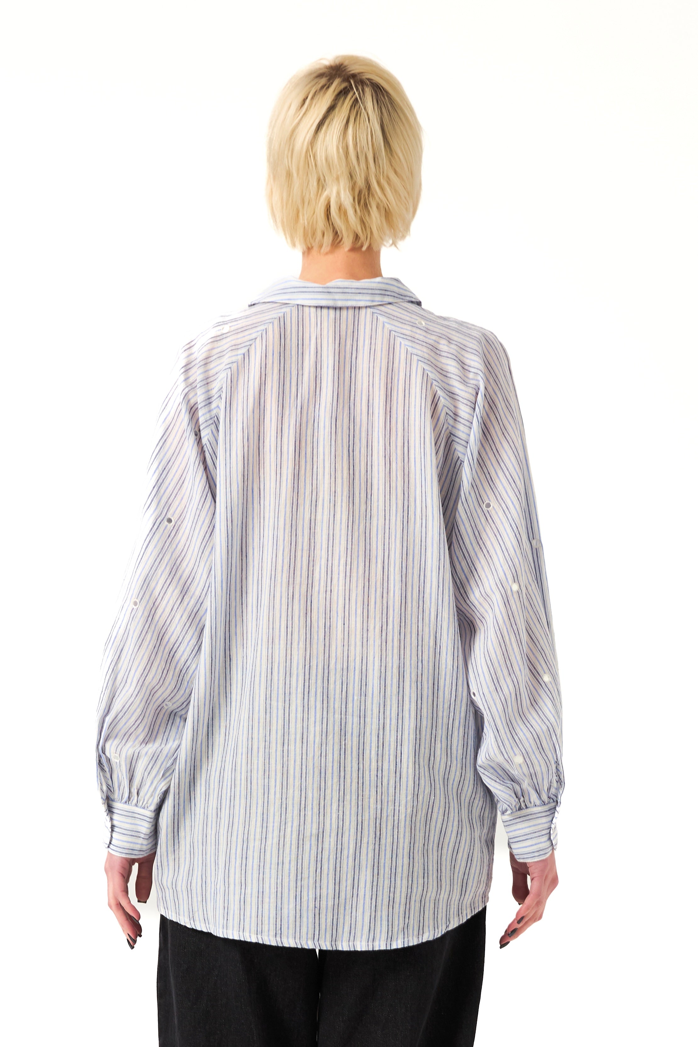CHICOSOLEIL KIZUNA chemise blue stripe coton miroirs