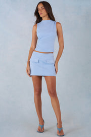 Oh Polly Alvara mini-jupe faux suède bleu clair