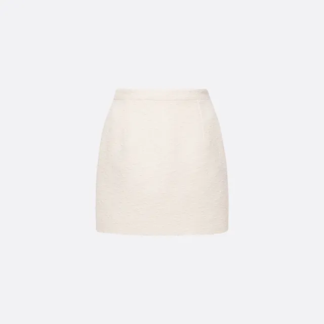 Alessandra Rich Tweed Bouclé Mini Skirt jupe ivoire taille haute