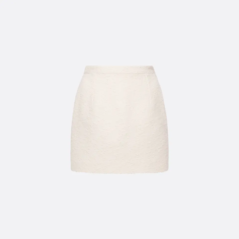 Alessandra Rich Tweed Bouclé Mini Skirt jupe ivoire taille haute