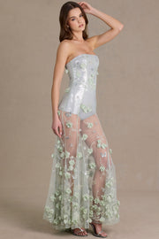 Oh Polly Embellished Robe Corset Tulle 15753 Vert Sauge