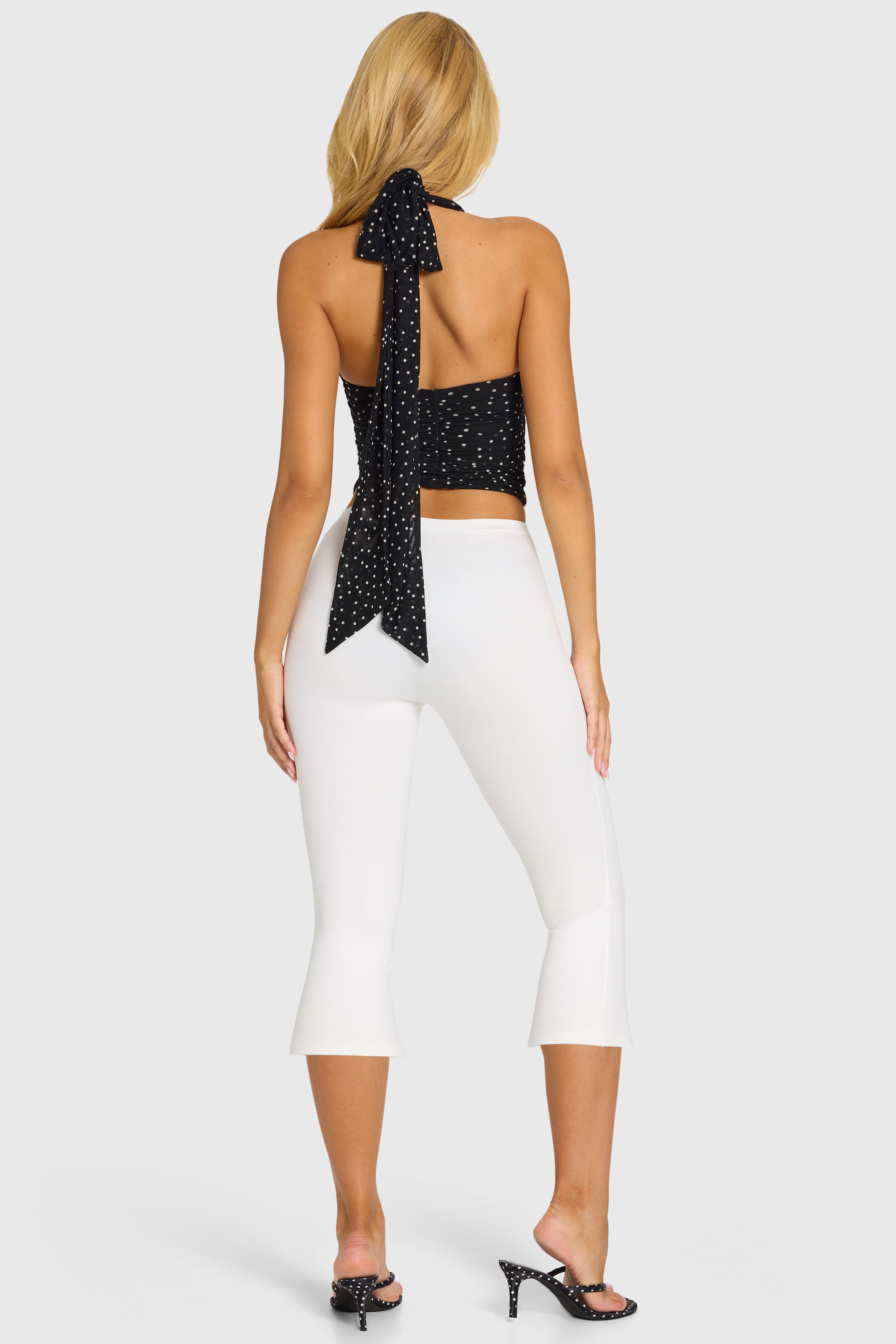 Oh Polly Celeana Legging Capri Blanc Neige Ponte Taille Mi-Haute