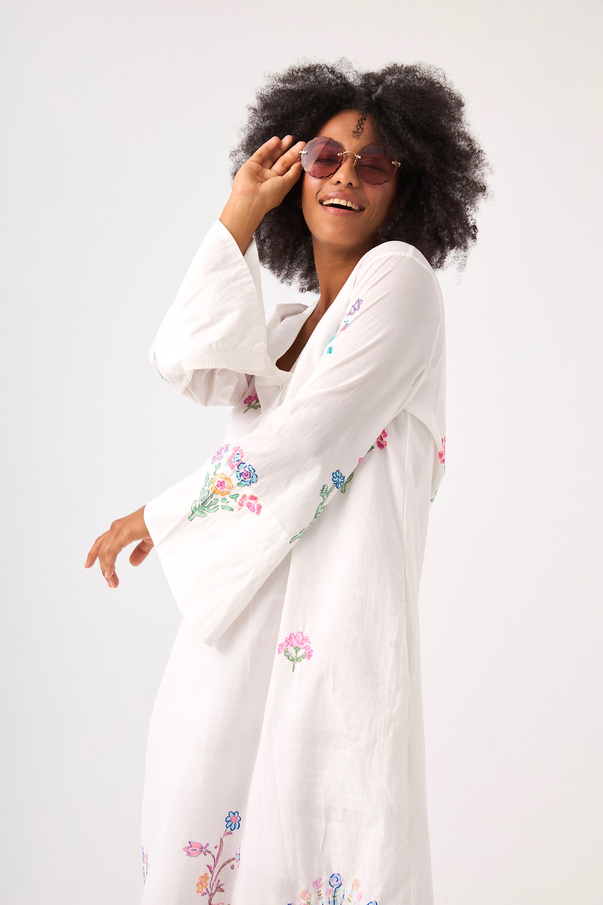 Chicosoleil Robes Robe Sharleen blanc brodé coton S