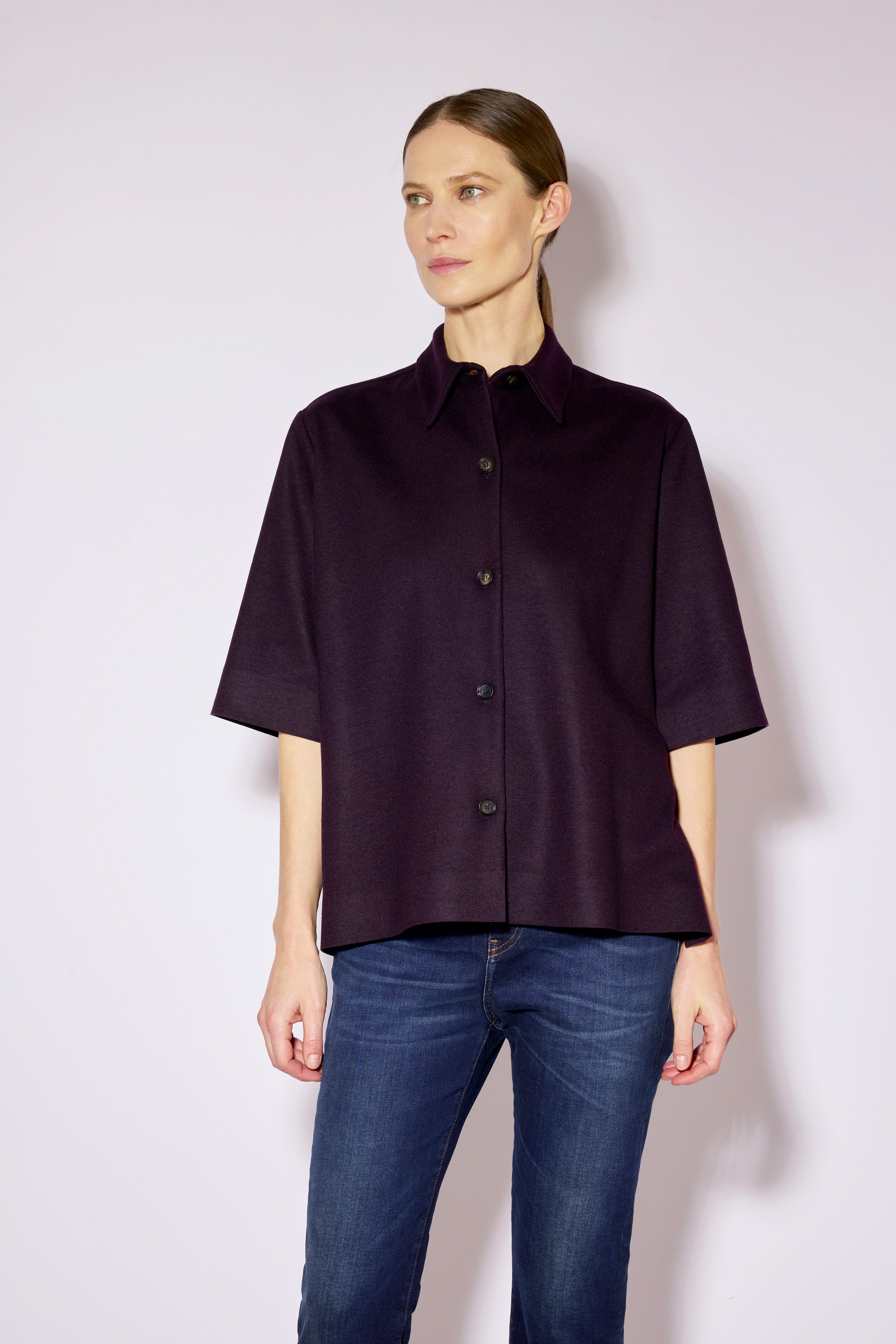 Liviana Conti Eston chemise cachemire myrtille manches