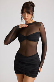 Oh Polly Essie robe courte noire manches longues