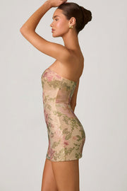 Oh Polly Robe mini bustier 13719 rose strass fleurs