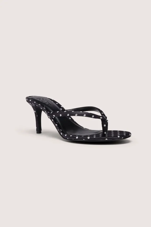 Oh Polly Nollan sandales satin noires pois talon 8 cm