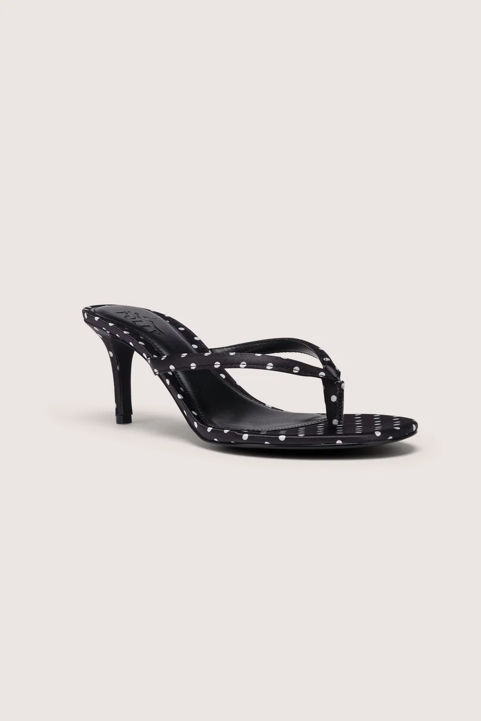 Oh Polly Nollan sandales satin noires pois talon 8 cm