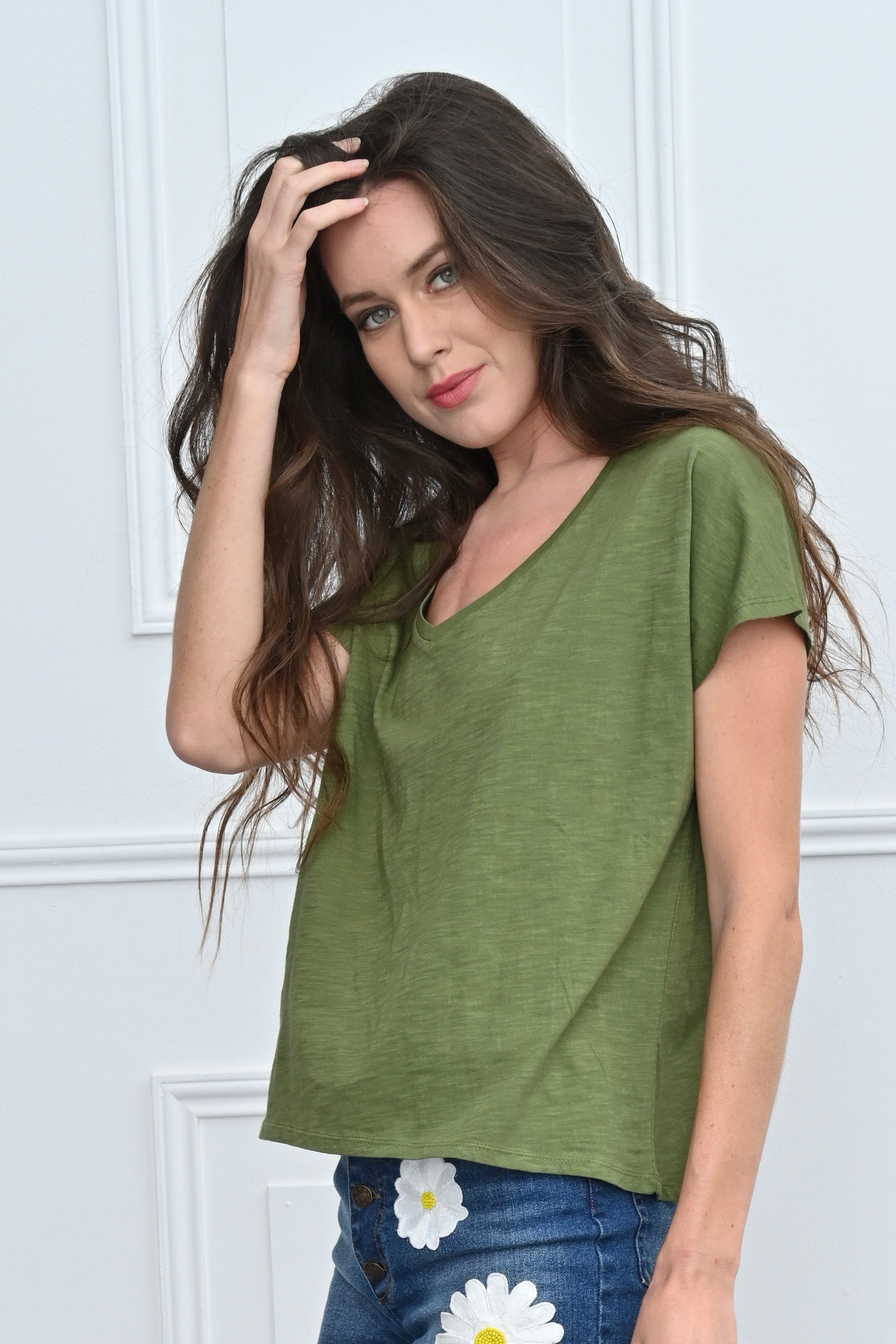 Chicosoleil Roxane tee-shirt kaki coton moulant