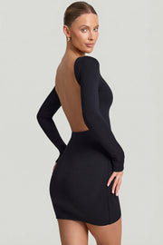 Oh Polly Lyla robe mini noire dos nu modal