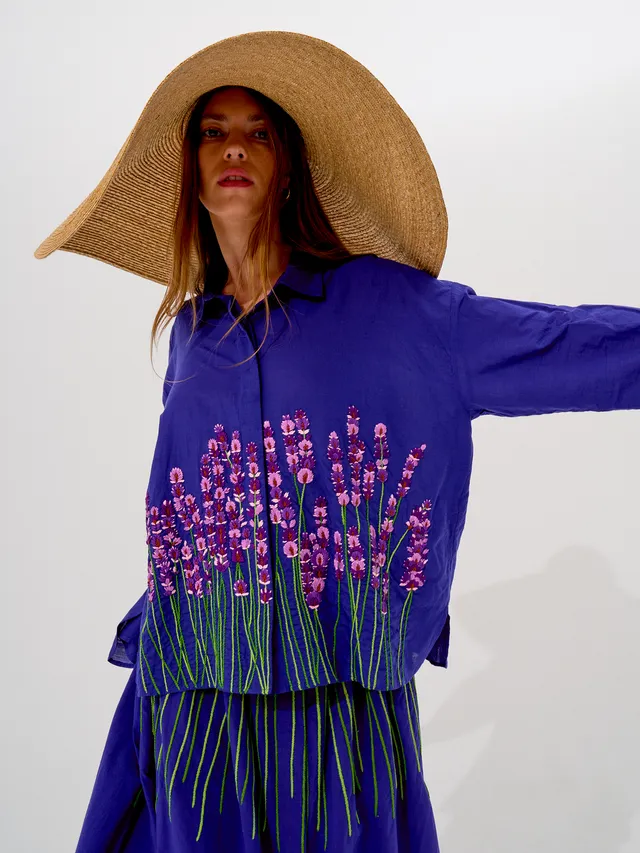 MII Les iconiques Chemise Greta lavande brodée